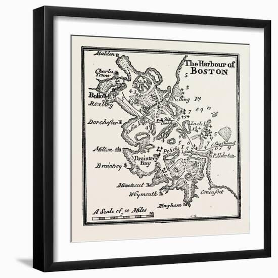 Plan of the Harbour of Boston at the Beginning of the 18th Century, USA, 1870S-null-Framed Premium Giclee Print