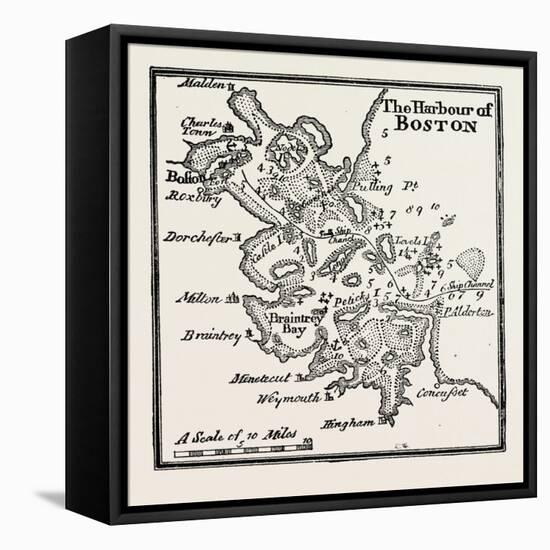 Plan of the Harbour of Boston at the Beginning of the 18th Century, USA, 1870S-null-Framed Stretched Canvas