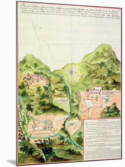 Plan of the Mines of Oaxaca, Mexico, 1785-87-null-Mounted Giclee Print