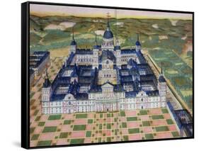 Plan of the Monastery of El Escorial, from "Civitates Orbis Terrarum"-Joris Hoefnagel-Framed Stretched Canvas