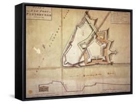 Plan of the New Fort at Pittsburgh, November 1759 (Hand Coloured Engraving)-American-Framed Stretched Canvas