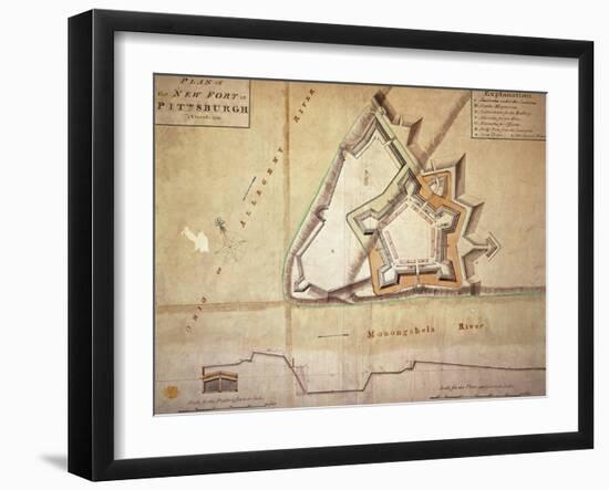 Plan of the New Fort at Pittsburgh, November 1759 (Hand Coloured Engraving)-American-Framed Giclee Print