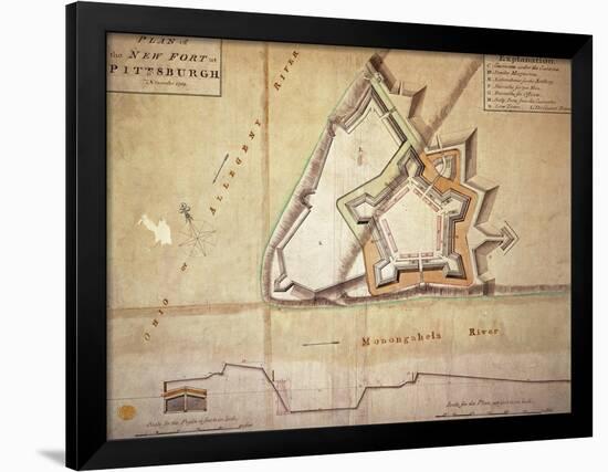 Plan of the New Fort at Pittsburgh, November 1759 (Hand Coloured Engraving)-American-Framed Giclee Print