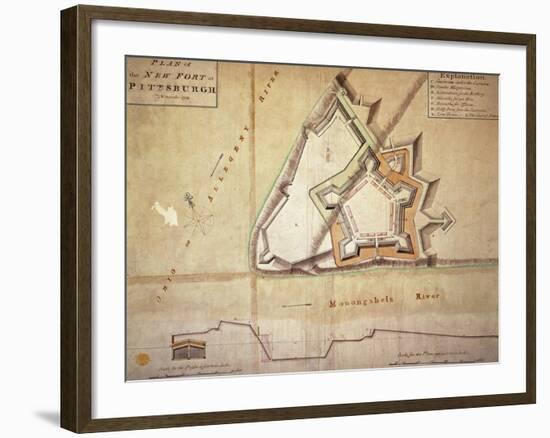 Plan of the New Fort at Pittsburgh, November 1759 (Hand Coloured Engraving)-American-Framed Giclee Print