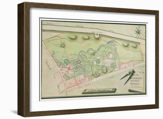 Plan of the Parc Monceau, 1803 (Pen and Ink and W/C on Paper)-Lauly-Framed Giclee Print