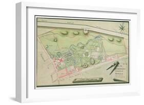 Plan of the Parc Monceau, 1803 (Pen and Ink and W/C on Paper)-Lauly-Framed Giclee Print