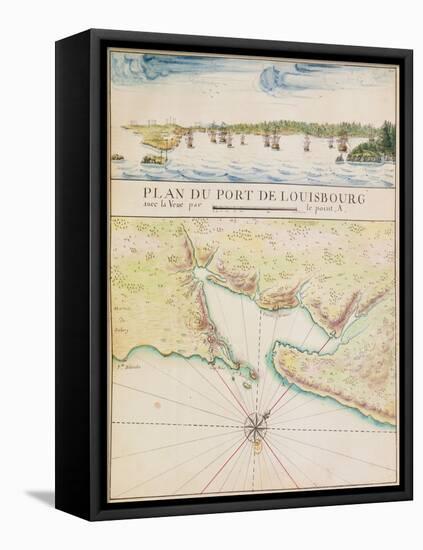 Plan of the Port of Louisbourg (W/C on Paper)-French School-Framed Stretched Canvas