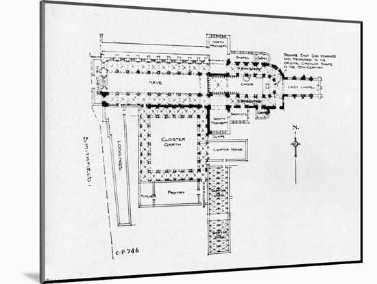 Plan of the Priory Church of St Bartholomew-the-Great, London, 1906-Unknown-Mounted Giclee Print