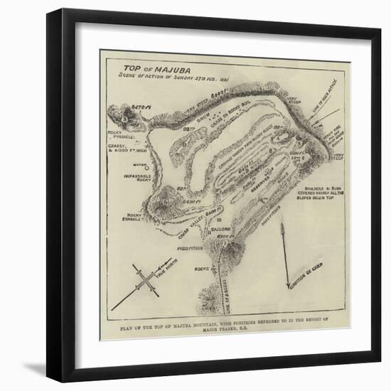 Plan of the Top of Majuba Mountain, with Positions Referred to in the Report of Major Fraser, Re-null-Framed Giclee Print