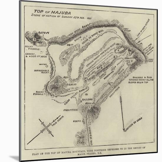 Plan of the Top of Majuba Mountain, with Positions Referred to in the Report of Major Fraser, Re-null-Mounted Giclee Print