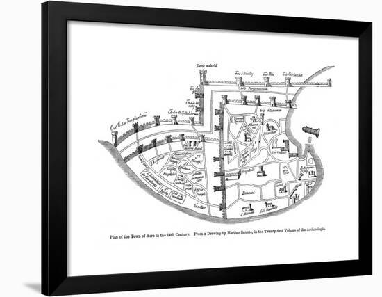 Plan of the Town of Acre, Palestine, 14th Century-null-Framed Giclee Print