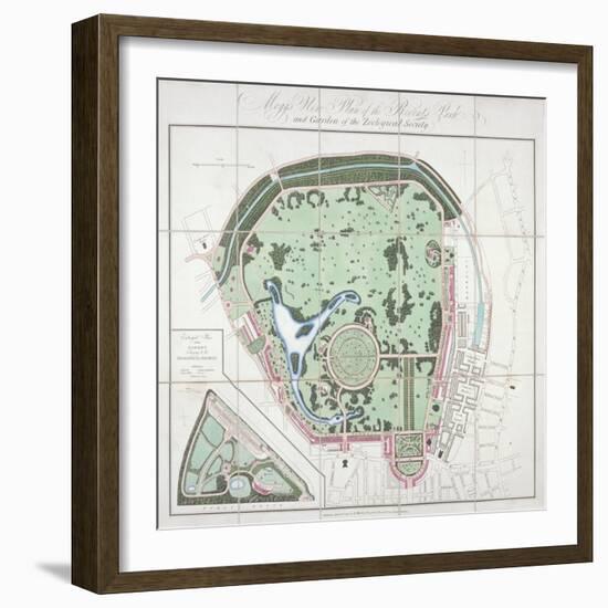 Plan of the Zoological Gardens, Regent's Park, St Marylebone, London, 1828-Edward Mogg-Framed Giclee Print