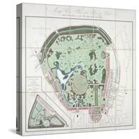 Plan of the Zoological Gardens, Regent's Park, St Marylebone, London, 1828-Edward Mogg-Stretched Canvas