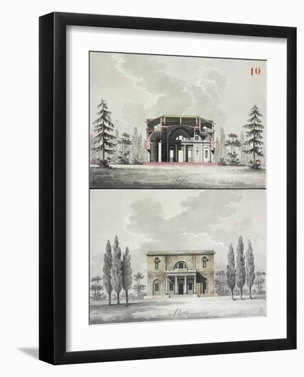 Plan of Villa Reale Di Marlia in Lucca, Section and Elevation-Pasquale Poccianti-Framed Giclee Print