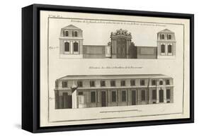 Planche 17 :  Elévation de la façade et du portail et des ailes et pavillons de  la basse-cour-Jacques-François Blondel-Framed Stretched Canvas