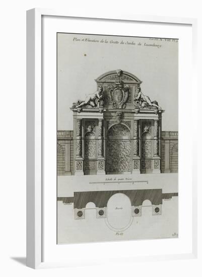 Planche 189 : Plan et élévation de la Grotte du jardin du palais du Luxembourg-Jacques-François Blondel-Framed Giclee Print