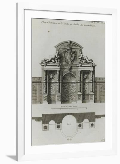 Planche 189 : Plan et élévation de la Grotte du jardin du palais du Luxembourg-Jacques-François Blondel-Framed Giclee Print