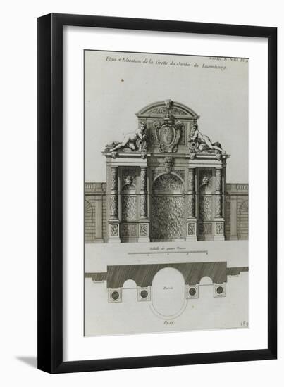 Planche 189 : Plan et élévation de la Grotte du jardin du palais du Luxembourg-Jacques-François Blondel-Framed Giclee Print