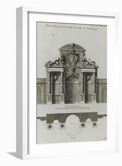 Planche 189 : Plan et élévation de la Grotte du jardin du palais du Luxembourg-Jacques-François Blondel-Framed Giclee Print