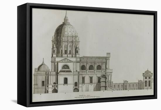 Planche 196 : Elévation et coupe latérale de l’église et du monastère du Va-Jacques-François Blondel-Framed Stretched Canvas