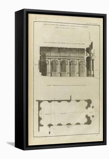 Planche 213 : Plan et coupe de la chapelle du collège des Irlandais , rue des Carmes à Paris-Pate-Framed Stretched Canvas