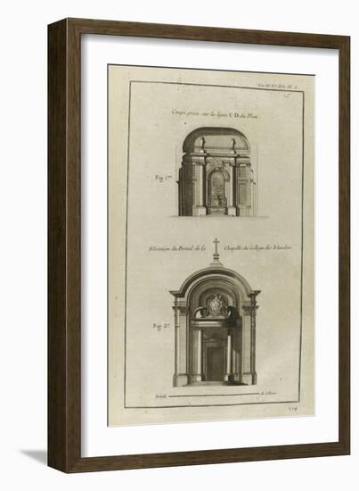 Planche 214 : Coupe sur l'autel de la chapelle du collège des Irlandais , rue des Carmes à Paris-Pate-Framed Giclee Print