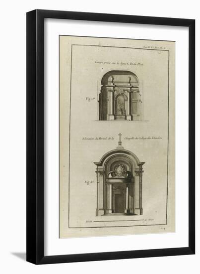 Planche 214 : Coupe sur l'autel de la chapelle du collège des Irlandais , rue des Carmes à Paris-Pate-Framed Giclee Print