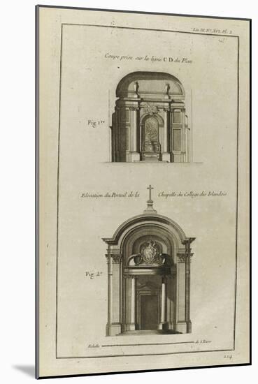 Planche 214 : Coupe sur l'autel de la chapelle du collège des Irlandais , rue des Carmes à Paris-Pate-Mounted Giclee Print
