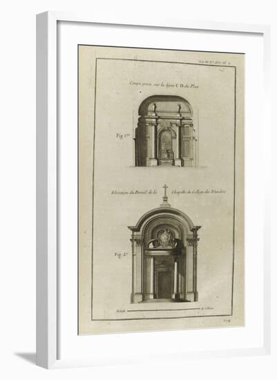 Planche 214 : Coupe sur l'autel de la chapelle du collège des Irlandais , rue des Carmes à Paris-Pate-Framed Giclee Print