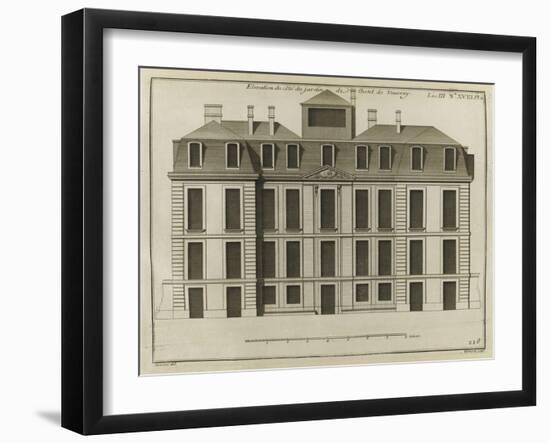 Planche 218 : Elévation de la façade de l'hôtel de Vauvray du côté du jardin-Jacques-François Blondel-Framed Giclee Print