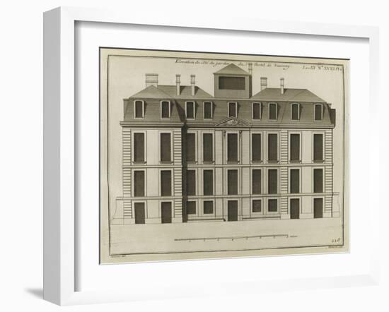 Planche 218 : Elévation de la façade de l'hôtel de Vauvray du côté du jardin-Jacques-François Blondel-Framed Giclee Print