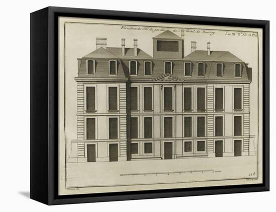 Planche 218 : Elévation de la façade de l'hôtel de Vauvray du côté du jardin-Jacques-François Blondel-Framed Stretched Canvas