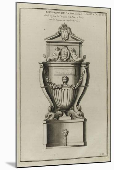Planche 219 : Elévation de la fontaine (dite fontaine de Saint-Victor) ,-Jacques-François Blondel-Mounted Giclee Print