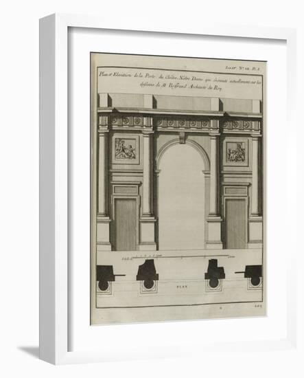 Planche 229 : Elévation de la porte du cloître de Notre-Dame de Paris-Jacques-François Blondel-Framed Giclee Print