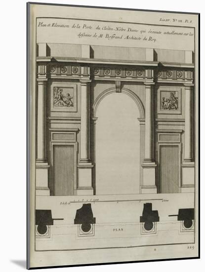 Planche 229 : Elévation de la porte du cloître de Notre-Dame de Paris-Jacques-François Blondel-Mounted Giclee Print
