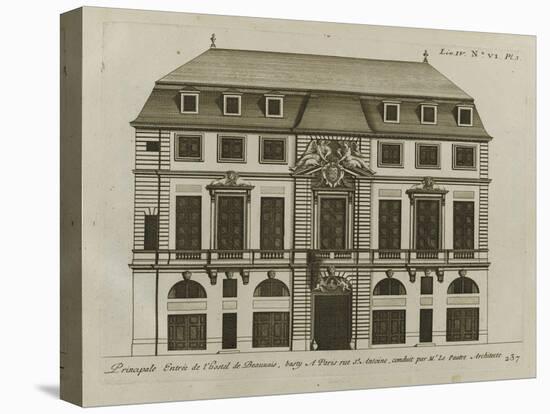 Planche 236 : Elévation de la façade principale  de l'hôtel de Beauvais , r-Jacques-François Blondel-Stretched Canvas