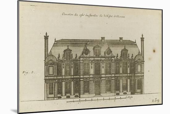 planche 239 (2) : Elévation de la façade sur le jardin de l'hôtel d'Aumont , rue de Jouy à Paris-Jacques-François Blondel-Mounted Giclee Print