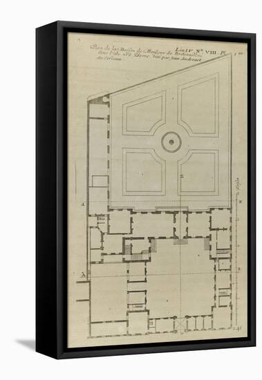 Planche 246 (1) : Plan au sol de l'hôtel de Bretonvilliers , construit par l'architecte Androuet Du-Jacques-François Blondel-Framed Stretched Canvas