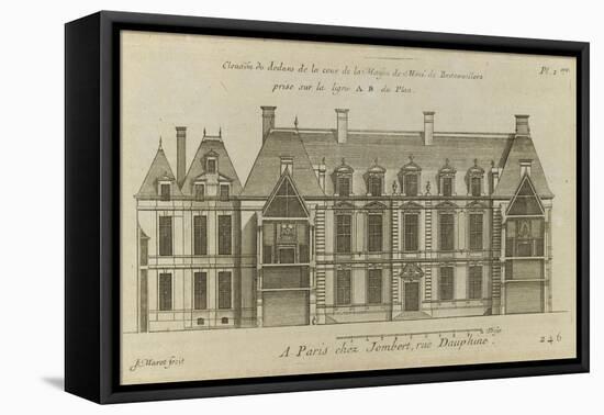 Planche 246 (2) : Elévation de la façade côté cour l'hôtel de Bretonvilliers , construit par-Jacques-François Blondel-Framed Stretched Canvas