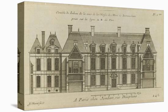 Planche 246 (2) : Elévation de la façade côté cour l'hôtel de Bretonvilliers , construit par-Jacques-François Blondel-Stretched Canvas