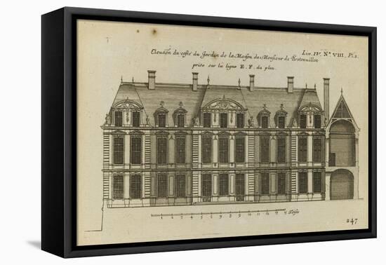 Planche 247 (1) : Elévation de la façade côté jardin l'hôtel de Bretonvilliers , construit par-Jacques-François Blondel-Framed Stretched Canvas