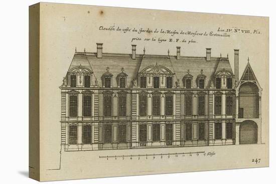 Planche 247 (1) : Elévation de la façade côté jardin l'hôtel de Bretonvilliers , construit par-Jacques-François Blondel-Stretched Canvas