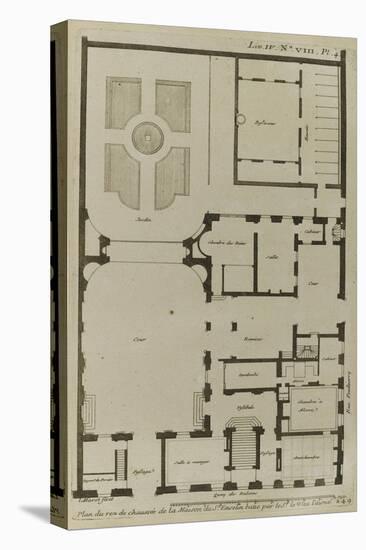 Planche 249 : Plan du Rez-de-Chaussée de l'hôtel Hesselin construit par l'architecte Le Vau-Jacques-François Blondel-Stretched Canvas