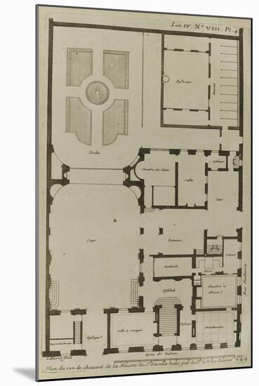 Planche 249 : Plan du Rez-de-Chaussée de l'hôtel Hesselin construit par l'architecte Le Vau-Jacques-François Blondel-Mounted Giclee Print