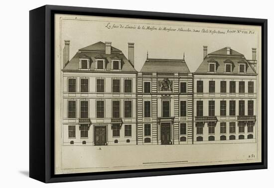 Planche 251 : élévation de la façade de l'hôtel Hesselin construit par l'architecte Le Vau-Jacques-François Blondel-Framed Stretched Canvas