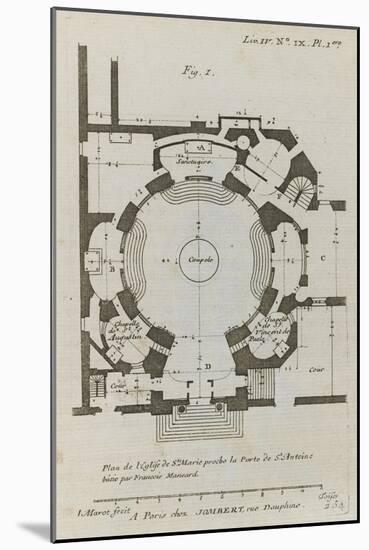 Planche 254 (1) :  Plan au sol de l'église de la Visitation Sainte-Marie bâtie par-Jacques-François Blondel-Mounted Giclee Print