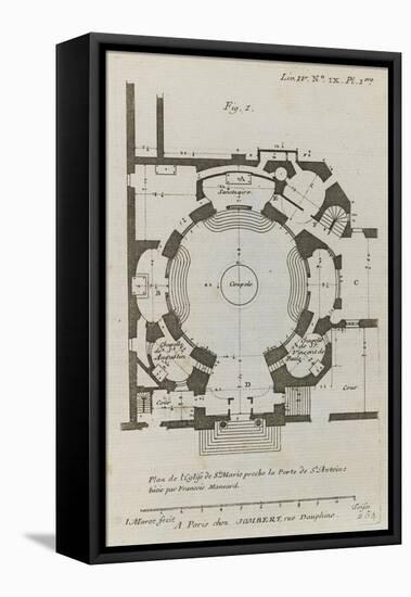 Planche 254 (1) :  Plan au sol de l'église de la Visitation Sainte-Marie bâtie par-Jacques-François Blondel-Framed Stretched Canvas