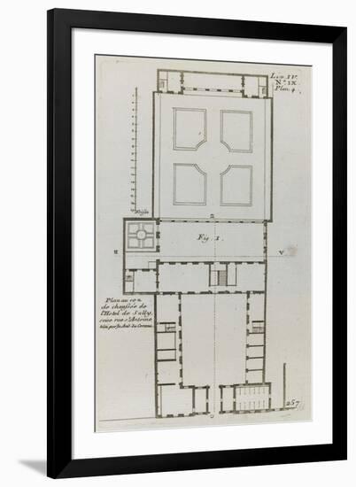 Planche 257 (1) :  Plan au rez-de-chaussée de l'Hôtel de Sully construit par l'architecte Jean-Jacques-François Blondel-Framed Giclee Print