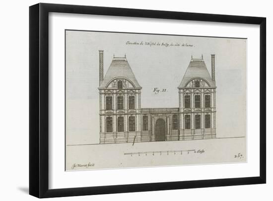 Planche 257 (2) :  élévation de la façade côté rue de l'Hôtel de Sully cons-Jacques-François Blondel-Framed Giclee Print