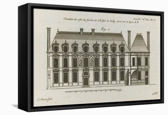 Planche 258 (1) :  élévation de la façade côté jardin de l'Hôtel de Sully construit par-Jacques-François Blondel-Framed Stretched Canvas